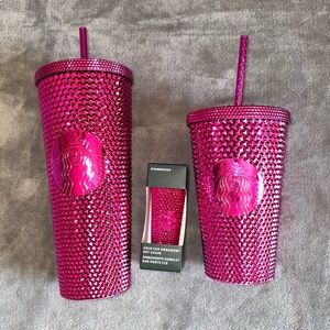 COMPLETE SET!Starbucks Sangria Bling Stud Tumblers& Matching Ornament 2022